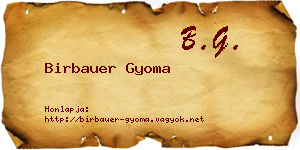 Birbauer Gyoma névjegykártya